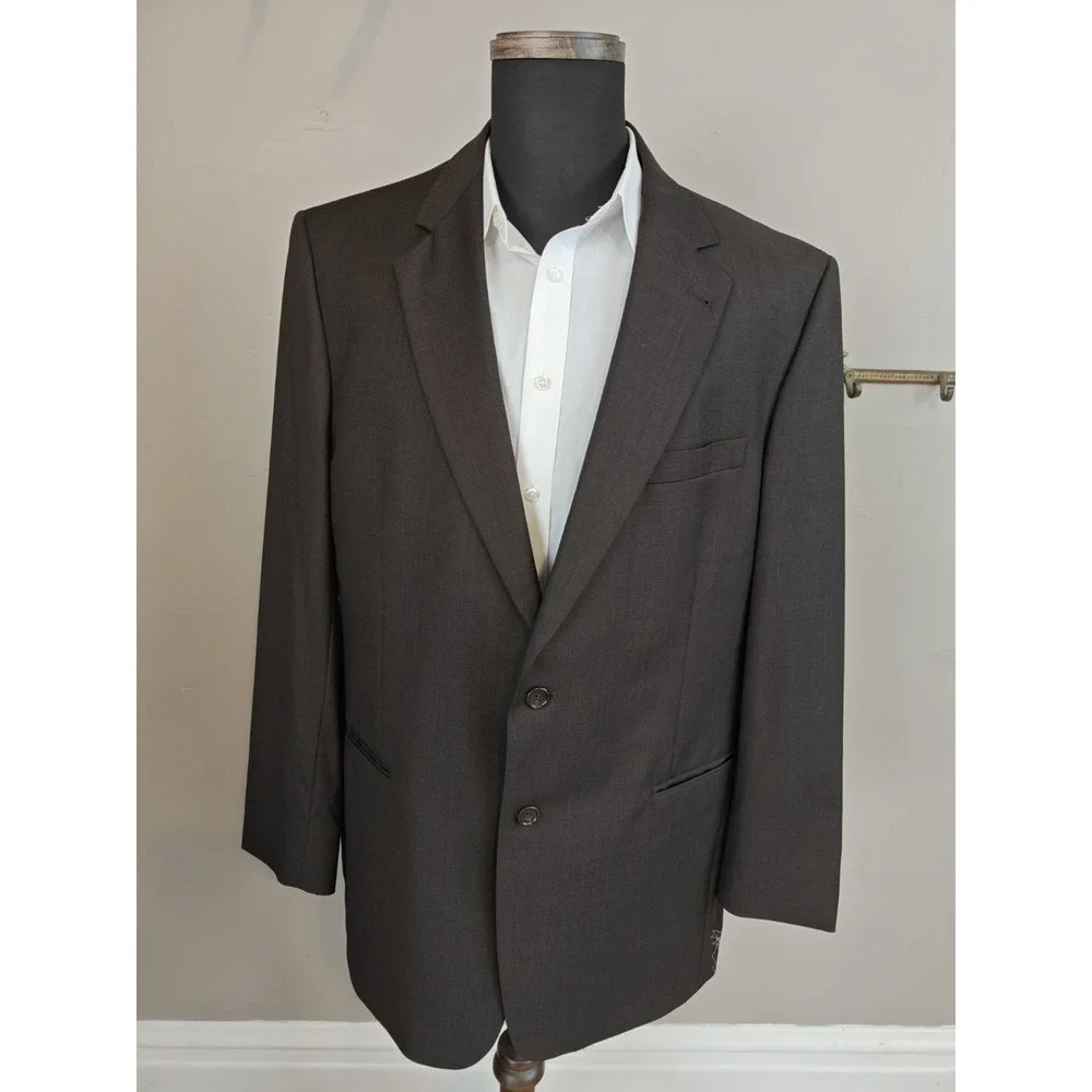 Jos A Bank Mens Wool Blazer 44L Brown 2 Button Sports Coat Signature Collection